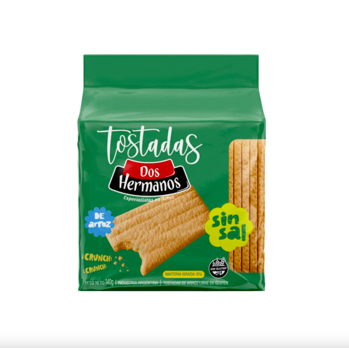 DOS HERMANOS TOSTADAS ARROZ S/SAL X 140 GRS